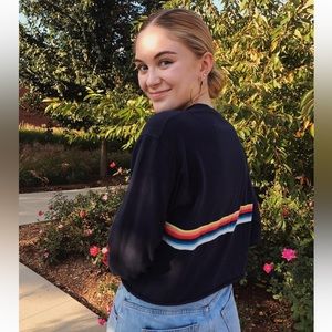 Brandy Melville Navy/Rainbow Long Sleeve